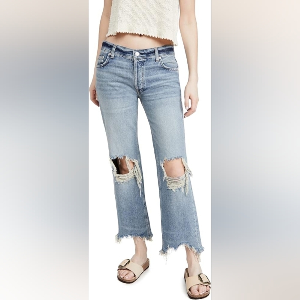 NWT Free People Maggie Mid Rise Straight Jeans Size 24 - Picture 3 of 13